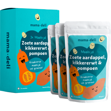 Mama Deli Maaltijd kikkererwt pompoen & zoete aardappel 8+ maanden 3 x 150 g