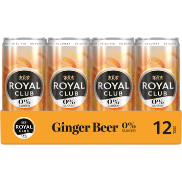 Royal Club Zero Sugar - Ginger Beer - Tray - Blik - 12 x 250 ml