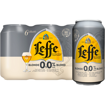 Leffe Blond 0,0% Alc. Belgisch Abdijbier Blikken 6 x 33 cl
