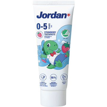 Jordan Tandpasta Milde Frambozensmaak 0-5 Jaar 50 ml