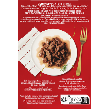 Gourmet Mon Petit Intense Kattenvoer nat met Rund, Kalf en Lam