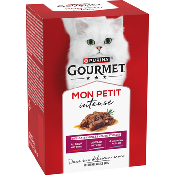Gourmet Mon Petit Intense Kattenvoer nat met Rund, Kalf en Lam