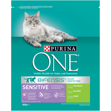 PURINA® ONE Sensitive Rijk aan Kalkoen kattenvoer 800 gr