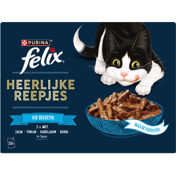 FELIX® Heerlijke Reepjes Vis Selectie Kattenvoer 12x80g
