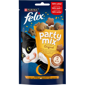 FELIX® Party Mix Original met Kip-, Lever- & Kalkoensmaak - Kattensnacks - 60g