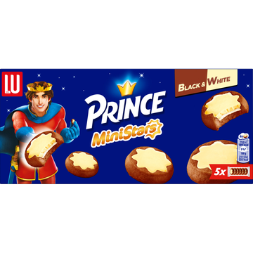 LU Prince MiniStars Koekjes Black & White ( 5 x 37.4 g) 187g