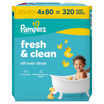Pampers Fresh Clean Babydoekjes, 320 Doekjes