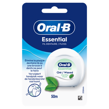Oral-B Essential Floss - Verwijdert Tandplak - Gewaxte Flosdraad - Muntsmaak 50m