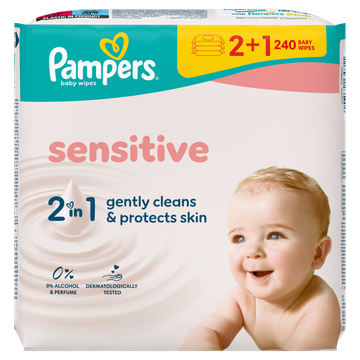 Pampers Sensitive Babydoekjes, 240 Doekjes
