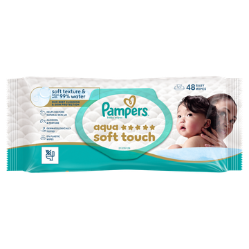 Pampers Aqua Soft Touch Babydoekjes, 48 Doekjes