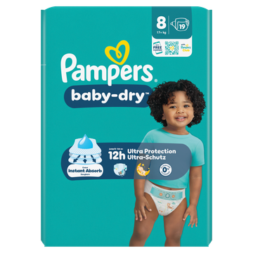 Pampers Baby-Dry Maat 8, 19 Luiers
