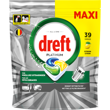 Dreft Platinum vaatwascapsules citroen - 39 stuks