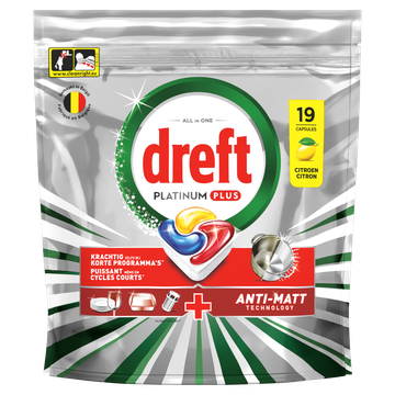 Dreft Platinum Plus Citroen Vaatwascapsules 19 Stuks