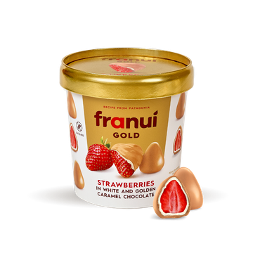 Franui Gold Aardbeien in Witte Chocolade met karamel Vriesvers 150 g