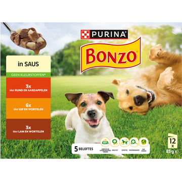 BONZO Pouch in Saus Lam en wortels 12x85g