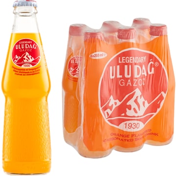 UludaÄŸ Legendary Gazoz Orange Flavored Carbonated Soft Drink 6 x 250 ml