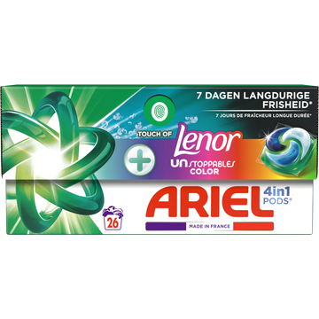 1+1 gratis: Ariel 4in1 PODS+ Unstoppables Color, Wasmiddelcapsules 26