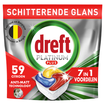 Dreft Platinum Plus All In One Vaatwastabletten Anti-dofheidstechnologie 59 X