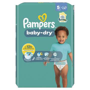Pampers Baby-Dry Maat 5, 19 Luiers
