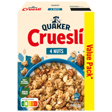 Quaker Cruesli 4 Noten Ontbijtgranen Voordeelverpakking 800 g