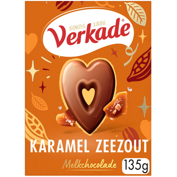 Verkade Hart Karamel Zeezout Melk Chocolade 135 g