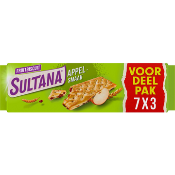 Sultana FruitBiscuit Appel Smaak Voordeelpak Promopack 7 x 3 Stuks 306 g