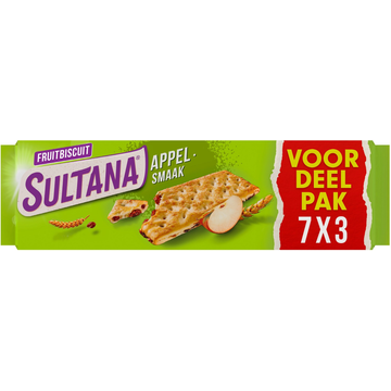 Sultana FruitBiscuit Appel Voordeelpak koek 7x3 stuks