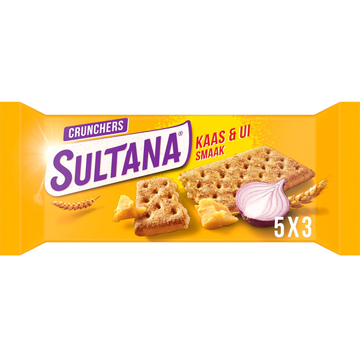 Sultana Crunchers Kaas & Ui Smaak 5 Stuks 175 g