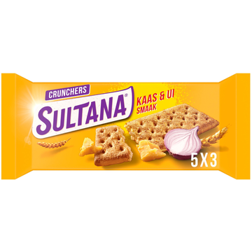 Sultana Crunchers Kaas & Ui Smaak 5 Stuks 175 g