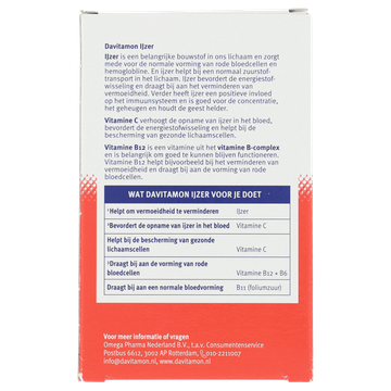 Davitamon IJzer met Vitamine C en B12 33 Tabletten