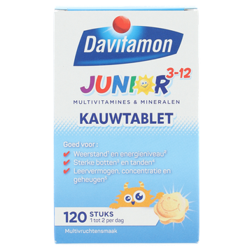 Davitamon Voedingssupplement Junior Multifruit Kauwtabletten 120 Stuks