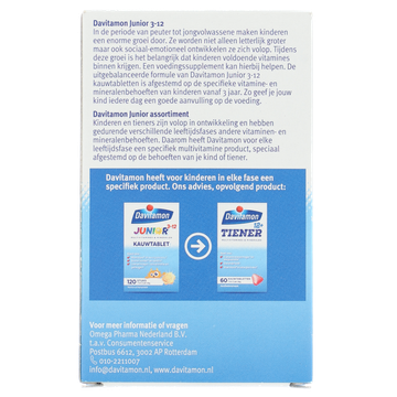 Davitamon Voedingssupplement Junior Multifruit Kauwtabletten 120 Stuks