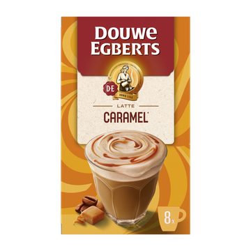 Douwe Egberts Verwenkoffie Latte Caramel oploskoffie 8 stuks