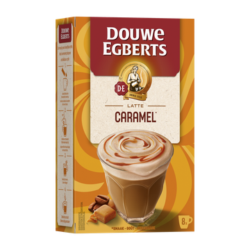 Douwe Egberts Verwenkoffie Latte Caramel oploskoffie 8 stuks