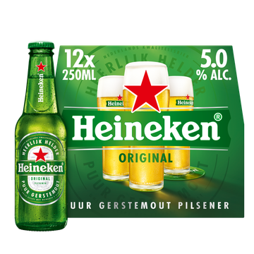 Heineken Premium Pilsener Bier Draaidop Fles 12 x 250ml