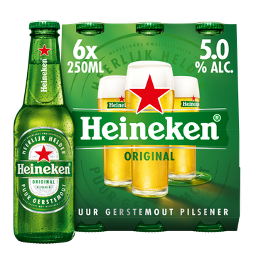 Heineken Premium Pilsener Bier Draaidop Fles 6 x 250ml