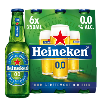 Heineken Premium Pilsener 0.0 Bier Draaidop Fles 6 x 250ml