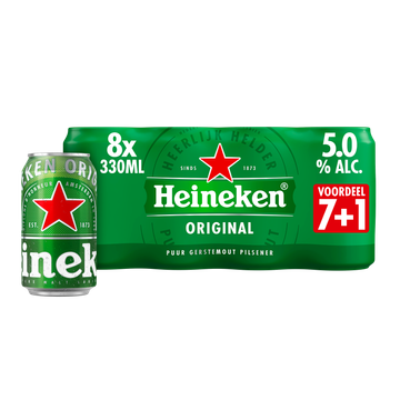 Heineken Premium Pilsener Bier Blik 7+1 x 330ml