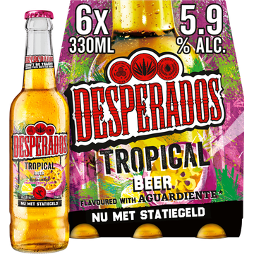 Desperados Tropical Beer Flavoured with Aguardiente Passion Fruit & Lime Flessen 6 x 330 ml