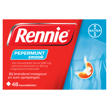 Rennie Pepermunt Smaak 48 Kauwtabletten