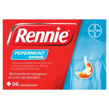 Rennie Pepermunt Smaak 96 Kauwtabletten