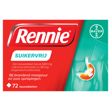 Rennie Suikervrij 72 Kauwtabletten