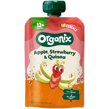 Organix Knijpfruit appel, aardbei & quinoa 6 x 12mnd