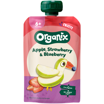 Organix Knijpfruit Appel, Aardbei & Bosbes 6x 6+m