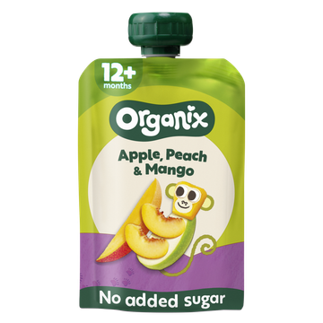 Organix Knijpfruit Appel, Perzik & Mango 12+m