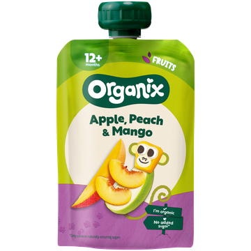 Organix Knijpfruit Appel, Perzik & Mango 12+m