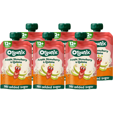 6 x Organix Knijpfruit appel, aardbei & quinoa 12mnd