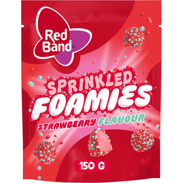 Red Band Sprinkled Foamies Strawberry snoep 150g