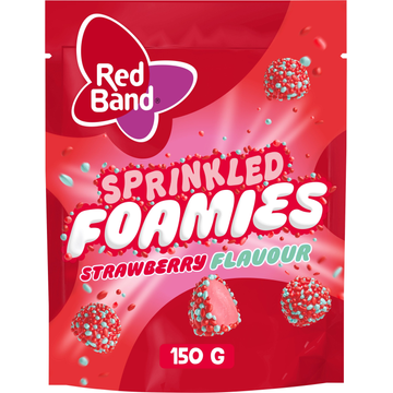 Red Band Sprinkled Foamies Strawberry snoep 150g