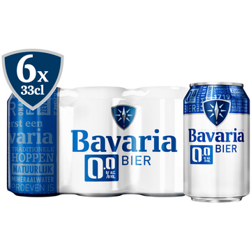 Bavaria 0.0% Alc. Vol. Bier Blikken 6 x 330 ml